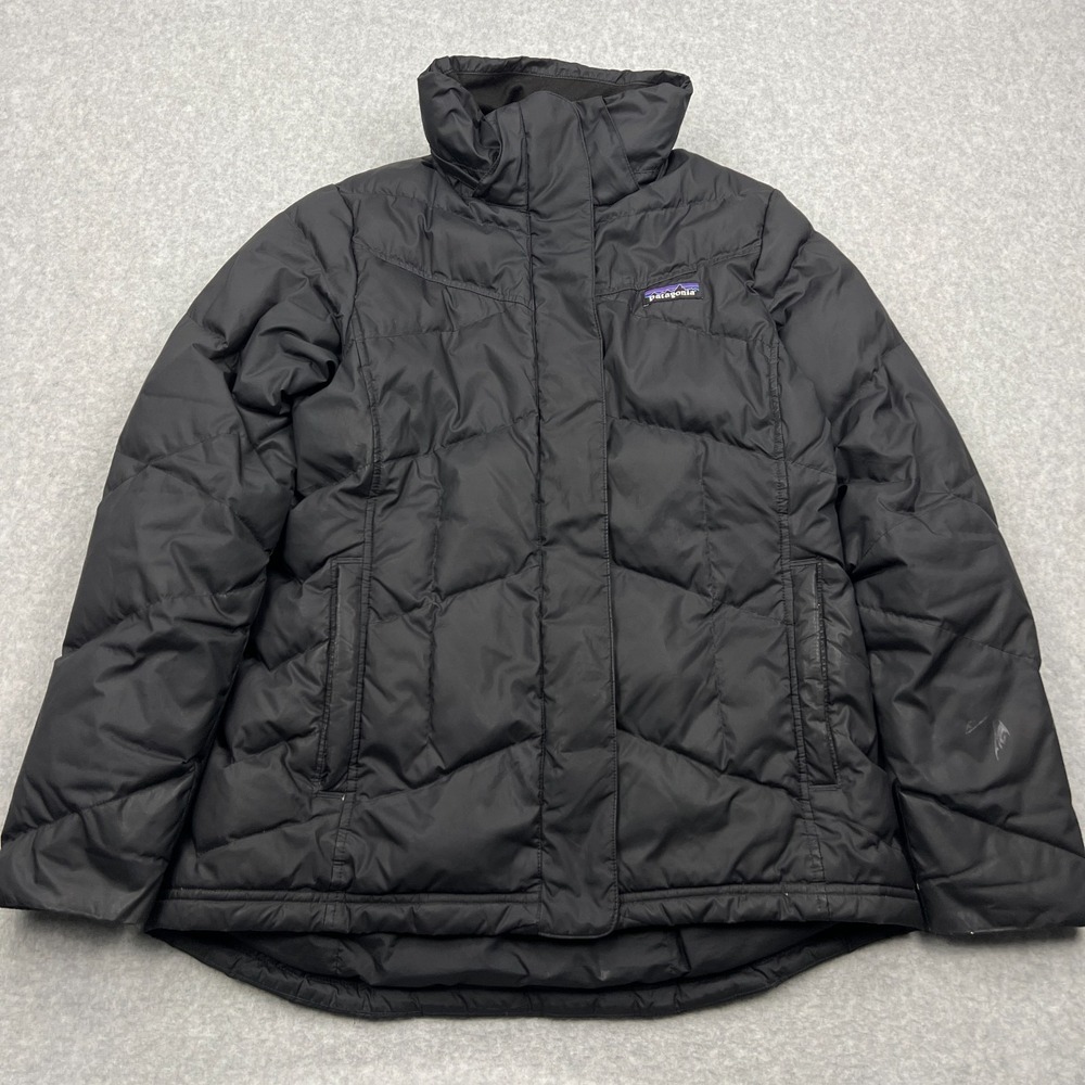 Patagonia Down With It Puffer Jacket‎ Womens Small Black Zip Coat 28041 No Hood
